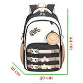 Muggle 3 Bölmeli Very Comfort Kolej Okul Sırt Çantası Siyah-Kahve (MU-1742) - 2