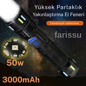 RT-171 1000 Lümen 50W Şarjlı LED El Feneri – 5 Modlu, Teleskopik Odaklamalı, Suya Dayanıklı - 1