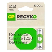 GP ReCyko 1300 mAh Ni-Mh 1.2 Volt AA Kalem Şarjlı Pil 2li Paket thumbnail 2