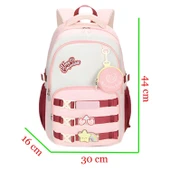 Muggle 3 Bölmeli Very Comfort Kolej Okul Sırt Çantası Pembe-Bordo (MU-1780) thumbnail 2