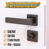 İnox Titanyum Wc Banyo Tipi Kapı Kolu Rozetli Sağ Sol Uygun Modern İç Kapı Kilitli 1 Takım thumbnail 2