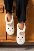 Albishoes Kadın Tavşan Figürlü Ev Botu Panduf Anne Çocuk Yumuşak Rahat Sessiz Taban Ev Ayakkabısı - 1