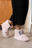Albishoes Kadın Tavşan Figürlü Ev Botu Panduf Anne Çocuk Yumuşak Rahat Sessiz Taban Ev Ayakkabısı thumbnail 1