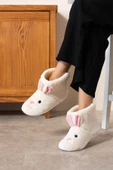 Albishoes Kadın Tavşan Figürlü Ev Botu Panduf Anne Çocuk Yumuşak Rahat Sessiz Taban Ev Ayakkabısı - 3