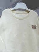 İkili Takım – Krem Ayıcık Nakışlı Waffle Kumaş thumbnail 3