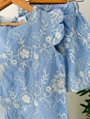 Gök Joy Kız Çocuk Çiçek Desenli Takım – Mavi - 2