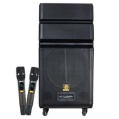 Shile SL-1612B İki El Mikrofonlu-Kumandalı USB/SD/BT/FM Taşınabilir Hoparlör thumbnail 1