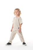Çocuk Çizgili İkili Waffle Kumaş Takım – Kısa Kol Tişört & Pantolon thumbnail 1