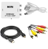 Hdmi To Av Rca Tos Çevirici + Hdmi Kablo + Rca Kablo thumbnail 1