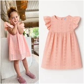 La Ciel Paris Dantel Detaylı Elbise – Somon - 1