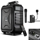 Magicvoice MV-2015 USB-SD-BT 1 El + 1 Yaka Mikrofonlu 300W Taşınabilir Şarjlı Hoparlör Anfi thumbnail 2