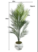 Yapay Ağaç 20 Yaprak Palmiye Ağacı Beyaz Küre Saksıda 130*60cm thumbnail 4