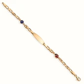 14 Ayar Altın Kaplama Kişiselleştirilmiş Uğur Böceği ve Göz Nazar Boncuklu Çocuk Bilekliği - BPC00101 thumbnail 5