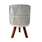 Bitki Tasarımı Ev dekorasyon Bej Piramit Ayaklı Beton Saksı Çiçeklik Saksılık thumbnail 1