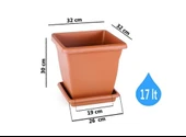 Omnipazar SO-VK03 Villa Kare Tabaklı Saksı Takımı 17 lt Kiremit 6 Adet thumbnail 2