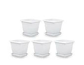 Omnipazar SO-VK04 Villa Kare Tabaklı Saksı Takımı 32 lt Kirli Beyaz 5 Adet thumbnail 1