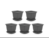Omnipazar SO-VK04 Villa Kare Tabaklı Saksı Takımı 32 lt Antrasit 5 Adet - 1