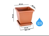 Omnipazar SO-VK04 Villa Kare Tabaklı Saksı Takımı 32 lt Kiremit 5 Adet thumbnail 2