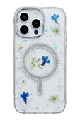 iPhone 15 Pro Max Flower Magsafe Kapak - Krem - 1