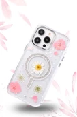 iPhone 15 Pro Max Flower Magsafe Kapak - Krem - 3