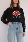 Naruto Anime Akatsuki Uchiha Siyah Kapşonlu Pamuklu Sweatshirt - 2