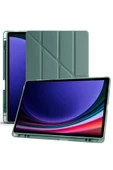 Samsung Galaxy X610 Tab S9 FE Plus 12.4 Kılıf Kalemlikli Mars Tablet Kılıfı - Koyu Yeşil - 4