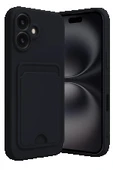 iPhone 16 Kılıf Kelvin Kartvizitli Silikon - Siyah - 1