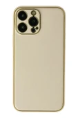 iPhone 13 Pro Kılıf Coco Deri Silikon Kapak - Gold - 1