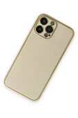 iPhone 13 Pro Kılıf Coco Deri Silikon Kapak - Gold - 3