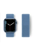Apple Watch 42mm Hasırlı Cırtcırtlı Kordon - Mavi - 1