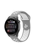Watch 22mm Spor Delikli Kordon - Gri-Beyaz - 1