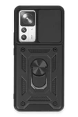 Xiaomi Mi 12T Pro Kılıf Pars Lens Yüzüklü Silikon - Siyah - 1