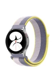 Samsung Galaxy Watch 4 Hasırlı Cırtcırtlı Kordon - Gri-Beyaz - 1