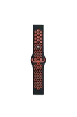 Watch 20mm Spor Delikli Kordon - Siyah-Kırmızı - 2