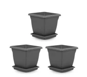 Omnipazar SO-VK05 Villa Kare Tabaklı Saksı Takımı 64 lt Antrasit 3 Adet thumbnail 1
