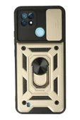 Realme C21 Kılıf Pars Lens Yüzüklü Silikon - Gold - 1