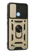 Realme C21 Kılıf Pars Lens Yüzüklü Silikon - Gold - 3