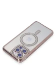 iPhone 15 Pro Kılıf Joke Simli Magneticsafe Kılıf - Pembe - 3