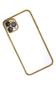 iPhone 11 Pro Kılıf Lensli Silikon - Gold - 3