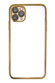 iPhone 11 Pro Kılıf Lensli Silikon - Gold - 1