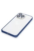 iPhone 15 Pro Metal Bumper Mat Kapak - Lacivert - 5