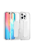 iPhone 16 Pro Kılıf Alfa Magsafe Standlı Kapak - Şeffaf - 1