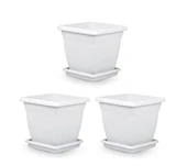 Omnipazar SO-VK05 Villa Kare Tabaklı Saksı Takımı 64 lt Kirli Beyaz 3 Adet thumbnail 1