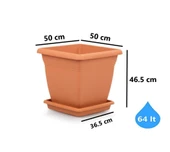 Omnipazar SO-VK05 Villa Kare Tabaklı Saksı Takımı 64 lt Kiremit 3 Adet thumbnail 2