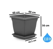 Omnipazar SO-VK06 Villa Kare Tabaklı Saksı Takımı 110 lt Antrasit 3 Adet thumbnail 2