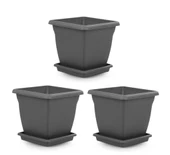 Omnipazar SO-VK06 Villa Kare Tabaklı Saksı Takımı 110 lt Antrasit 3 Adet thumbnail 1