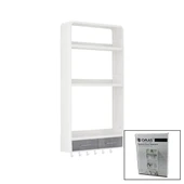 BEYAZ YAPIŞKANLI DUVAR ORGANİZERİ PLASTİK 3 RAF=14CM-19CM-30CM - 2 ÇEKMECE=40CM - 6 ASKI 19 PARÇA (5047) - 1