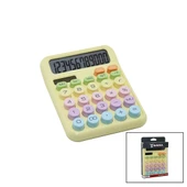 PİLLİ - GÜNEŞ ENERJİLİ DAKTİLO TUŞ MODEL=RENKLİ 12 HANELİ HESAP MAKİNESİ 16X12X2CM 162GR (5047) - 1