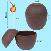 Hindistan Cevizi Hawaii Luau Aloha Pipetli İçecek Kabı Bardak 10x13 cm 1 Adet (5047) - 5