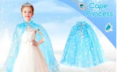 Karlar Ülkesi Elsa Frozen Mavi Pelerin - 80 cm Kar Desenli Çocuk Pelerini ( Taç Hariç ) (5047) - 4